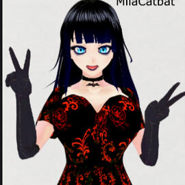 Mila Catbat Goth Vampire Vtuber VRChat Virtual Reality Streamer Youtuber Animegirl